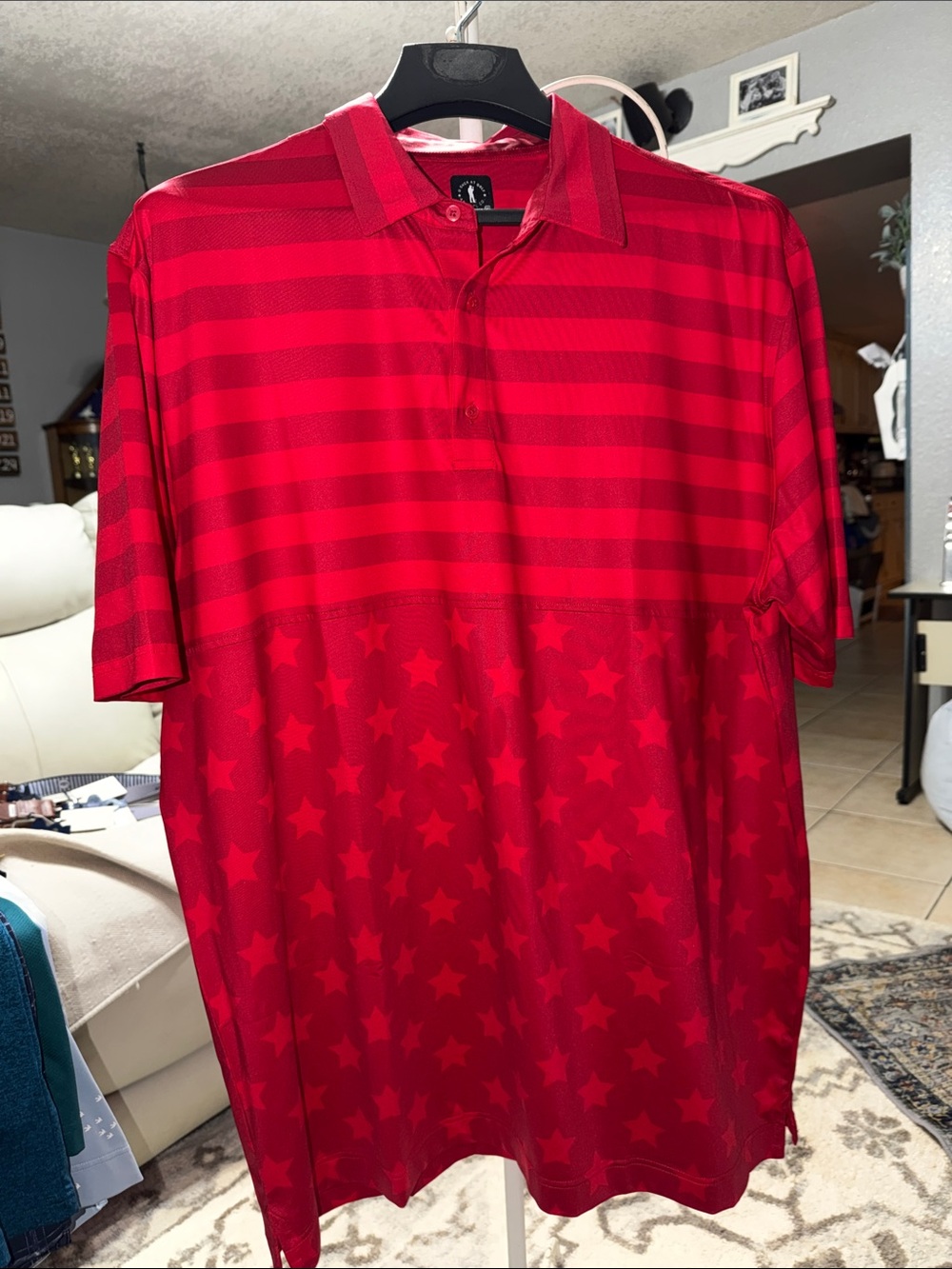 U Suck At Golf Red Star-Print Short Sleeve Polo golf shirt